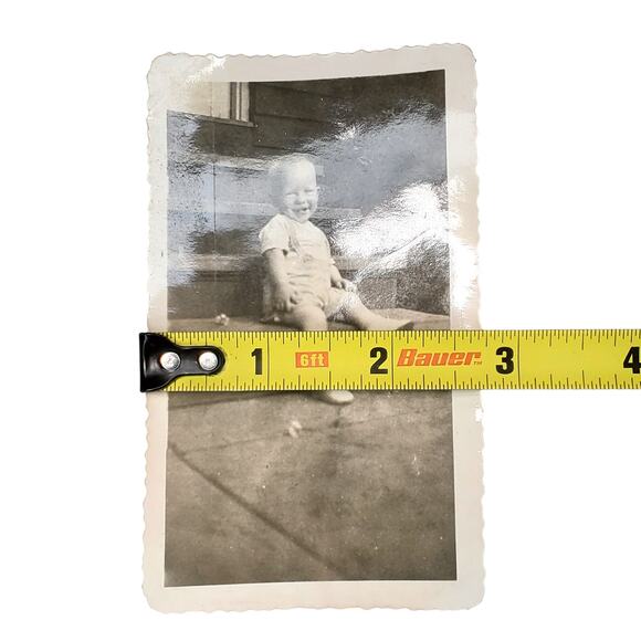 Vtg Cute Toddler Posing in Front of Home Monochrome Photography Found Snapshot - Picture 4 of 4